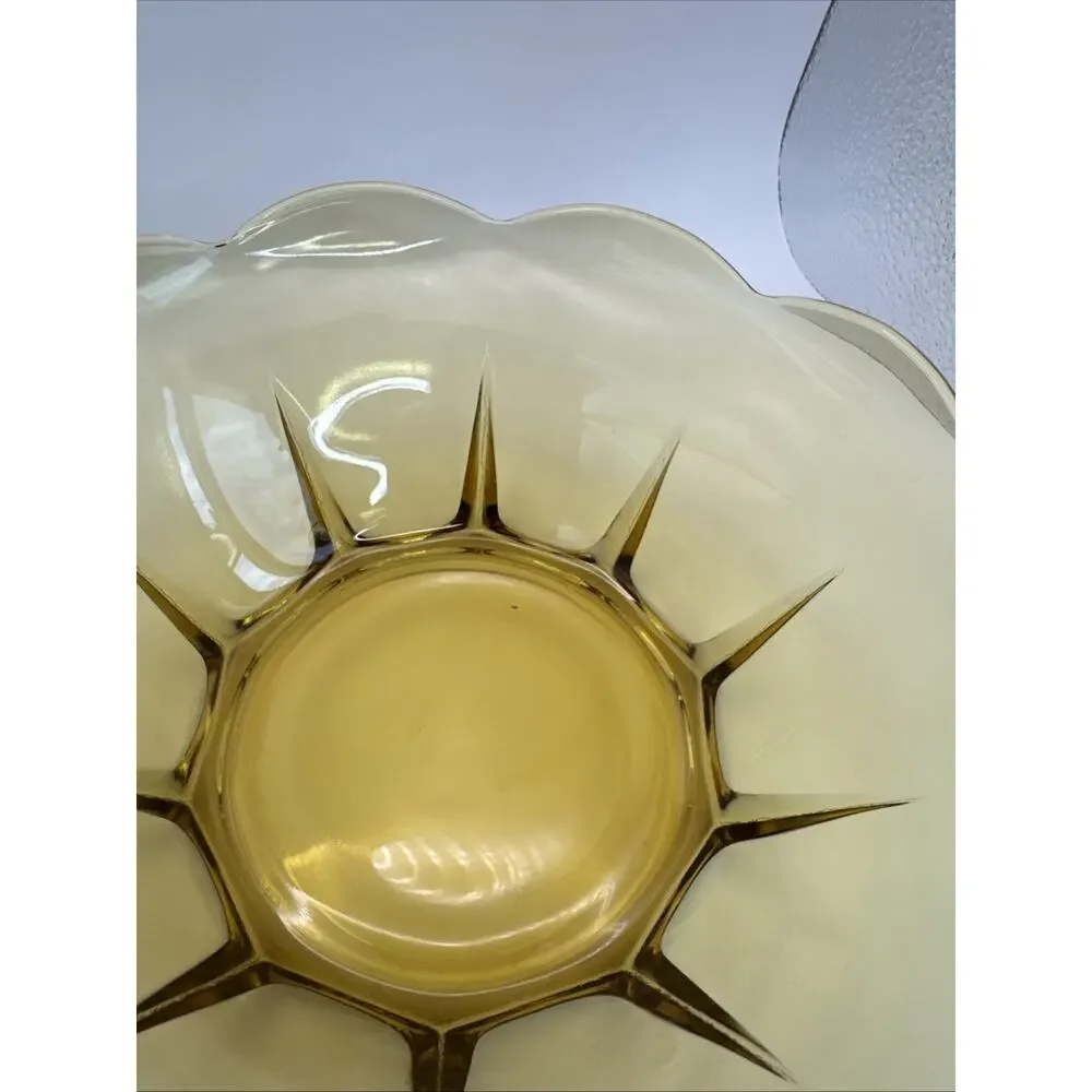 Anchor Hocking Scalloped‎ edge Amber Glass Bowl 8 inch